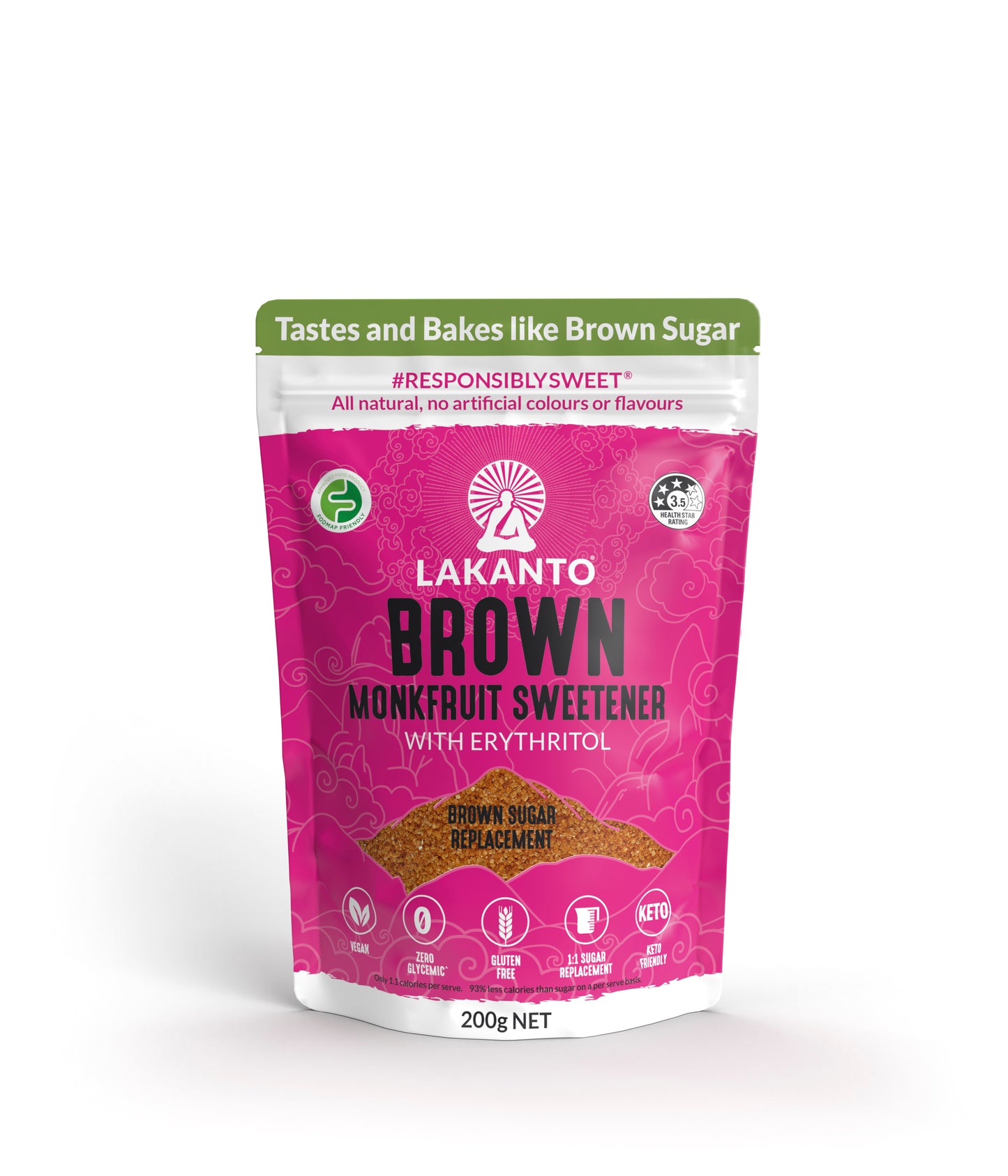 Lakanto Brown Monkfruit with Erythritol Sweetener 200g