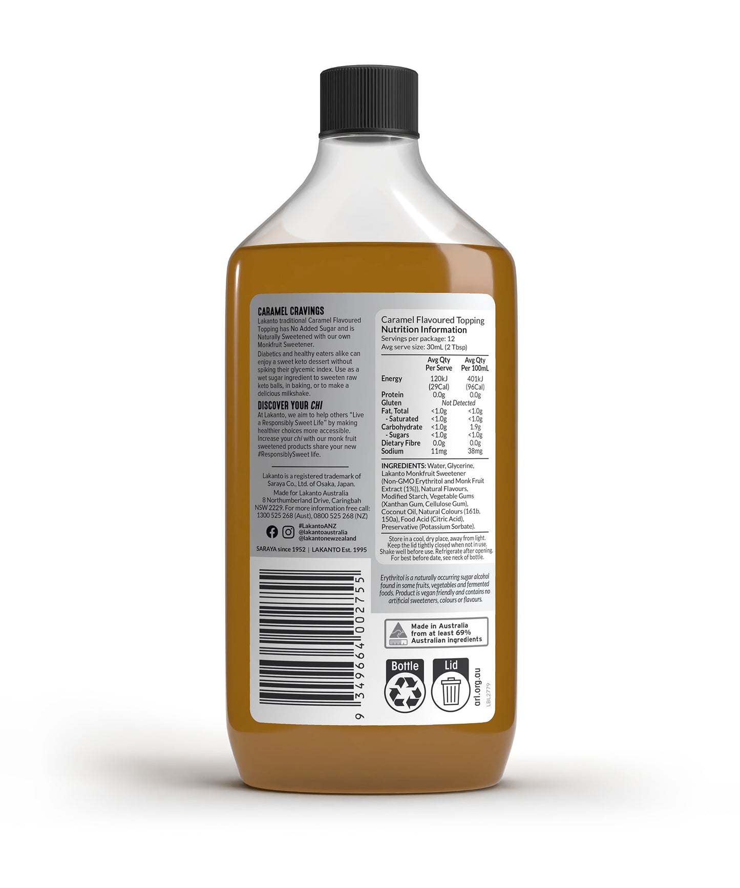 Lakanto Caramel Topping with Monkfruit Sweetener 360mL