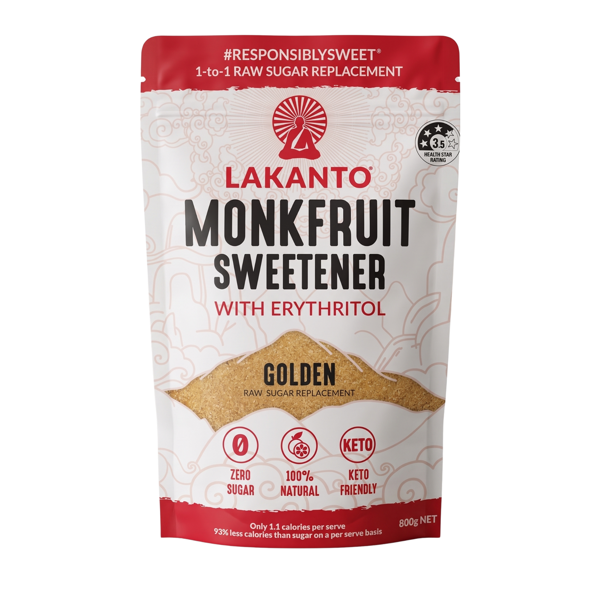 Lakanto Golden Raw Monkfruit Sweetener 800g