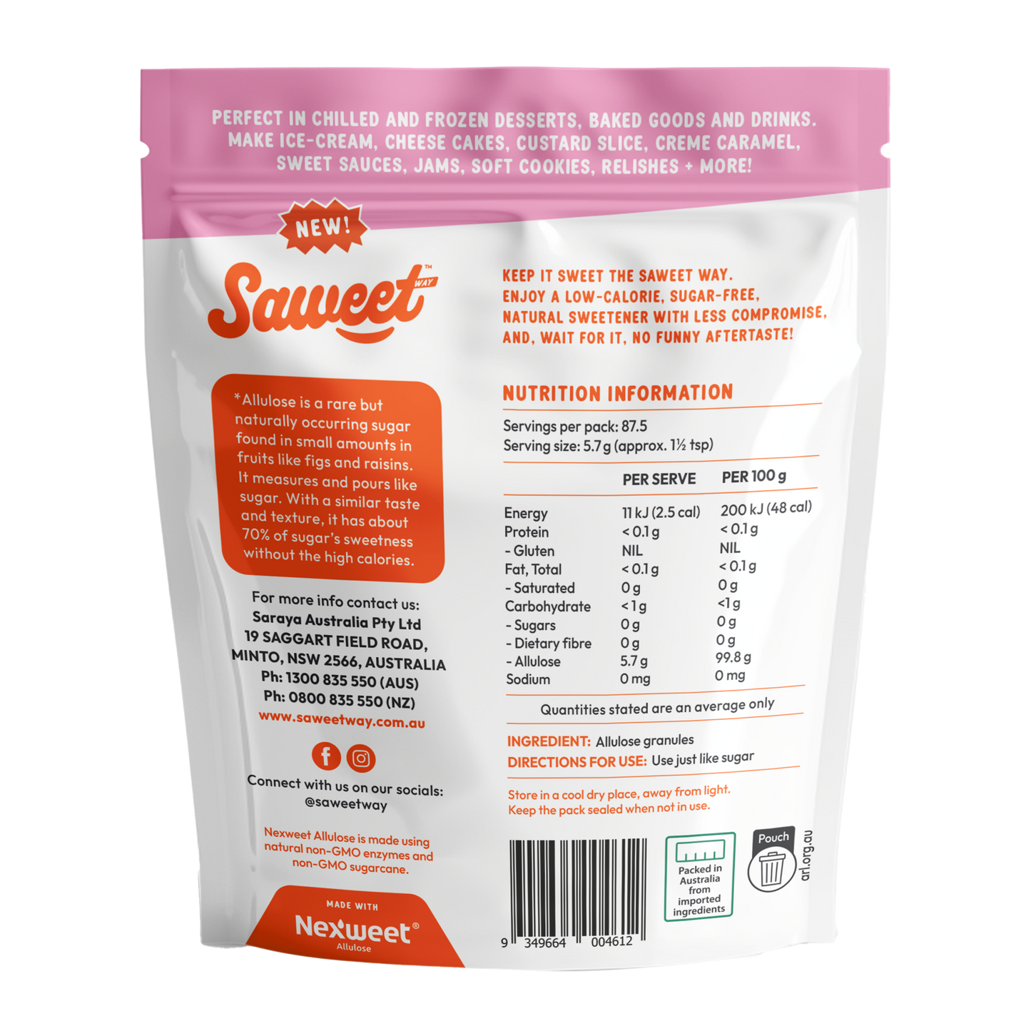 SaweetWay Pure Allulose Granules 500g